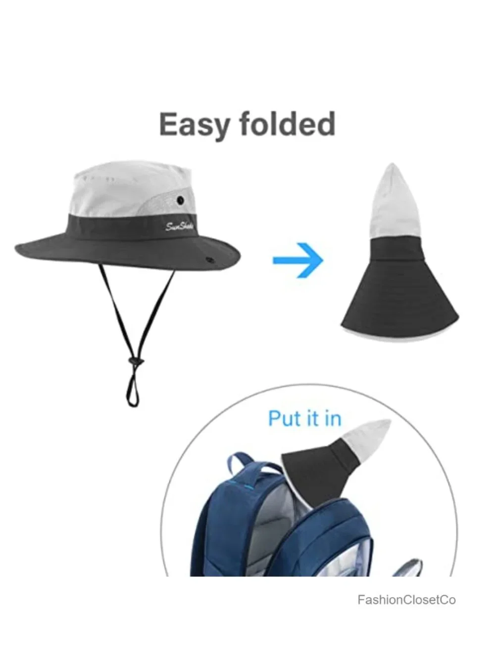 3 Pack Wide Brim Sun Hat UPF 50+ Packable Fishing Hiking Ponytail